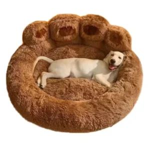QbellPet Pet Dog Bed All Seasons Paw Shape Long Plush Warm Cat Bed Cozy and Comfy Pet Cushion for Puppy Large Dog Bed