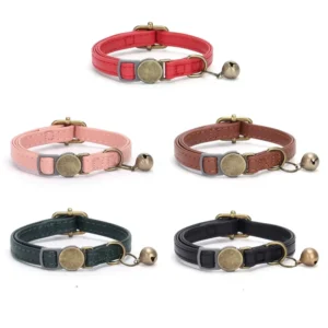 Qbellpet Pet Accessories Custom Gold Metal Buckle Velvet Cat Collar With Bow Tie and Bell Pet Collars Leashes