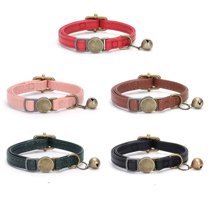 Qbellpet Pet Accessories Custom Gold Metal Buckle Velvet Cat Collar With Bow Tie and Bell Pet Collars Leashes