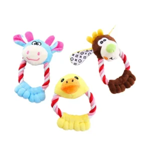 Qichen QC-05 Cartoon Sound Pet Toy for Cats Dogs Durable Chew-Resistant Cotton Rope Ultra-Soft Foot-Clamping Animal Training