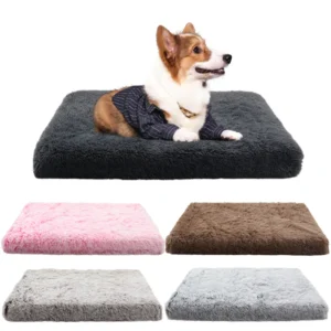 Queeneo Plush Warm Circle Rectangular Dog Mat Comfortable Soft Detachable Washable Calming Pet Pad Bed Flannel Non-slip Bottom