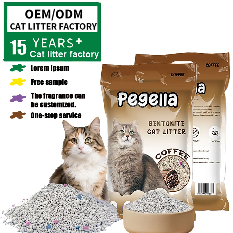 Quickly Absorbs and Dries Bentonite Cat Litter 5L Gray Color Strong Clumping Low Dust Natural Origin Ball Shape