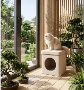 RTS Modern Fashionable Soft Fabric Ottoman Foldable Dog House Ottoman Seat Footstool Pet House Bed