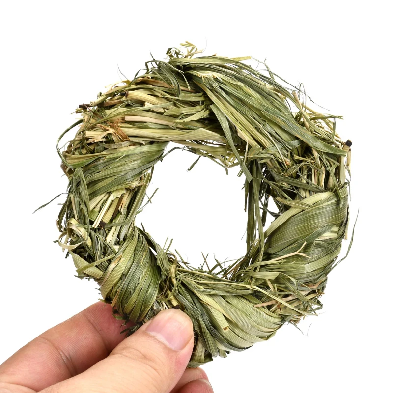 Rabbit Toy Straw Ball Hay Ball for Chewing Timothy Hay Dental Treats Small Animals Pet Supplies