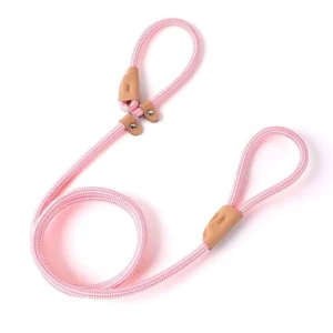 Rainbow Color Luxury Hands Free Dog Leash Nylon Slip Lead with Bowknot Decoration Solid Pattern Durable Rope