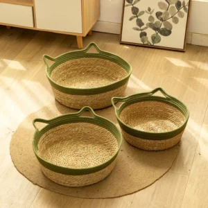 Rattan Summer Dog Bed Cool Pet Bed Accessories Cat Bed for Indoor Cats