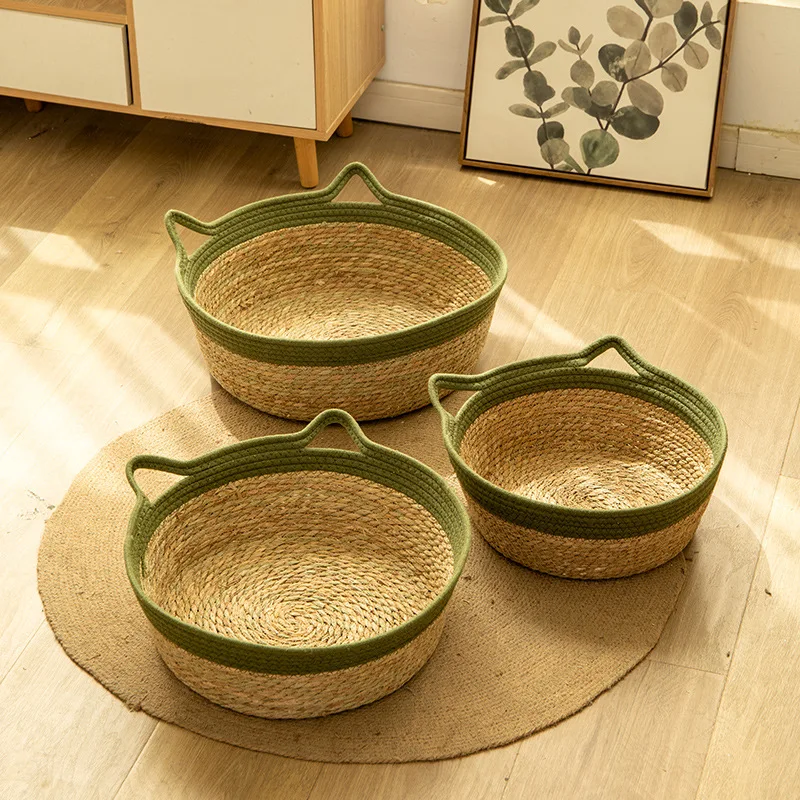 Rattan Summer Dog Bed Cool Pet Bed Accessories Cat Bed for Indoor Cats