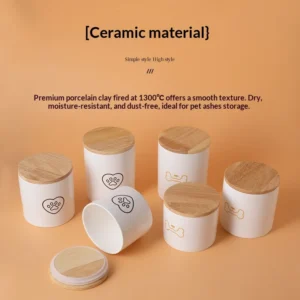 Ready-Made Handmade Ceramic Pet Memorial Urns Jars for Cat Dog Funerals Sealed Ashes Urn with Decorative Design