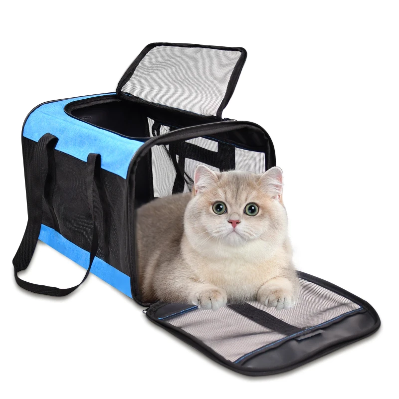 Ready to Ship Foldable Pet Carrier Portable Breathable Soft Sided Airline Approved Cat Carrier