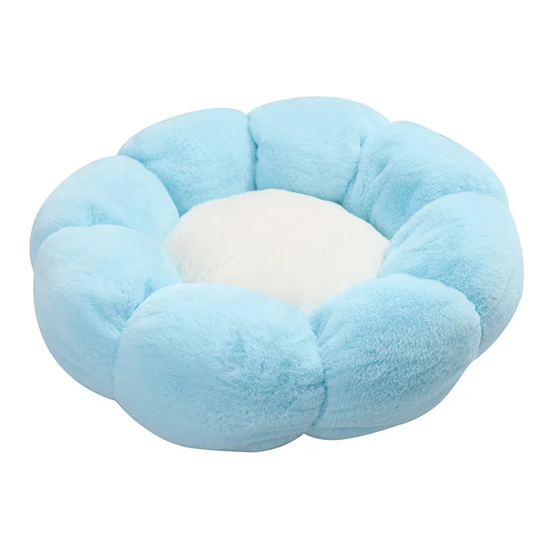 Ready to Ship Soft Pet Nest Flower Round Shaped Soft Warm Dog Cat Bed Pet Beds