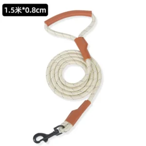 Real Leather Handle Padded Comfortable Heavy Duty Climbing Rope Reflective Braided Outdoor Training Small Medium Large Pet Leash