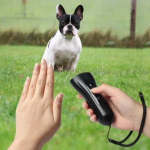 Rechargeable ABS Material Handheld Ultrasonic Dog Repeller LED Light Bark Control 10 20 Hours Battery Life for Dog Training