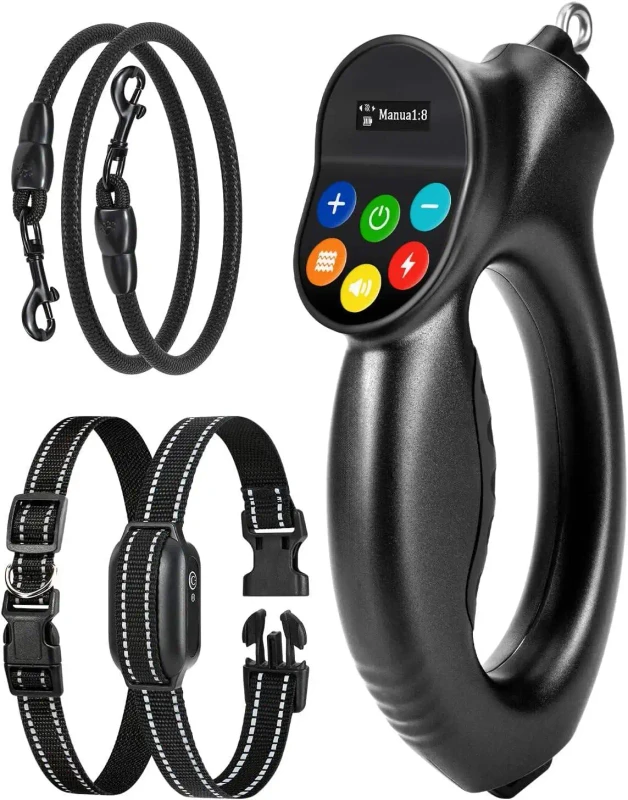 Rechargeable Beeper Vibration Static Shock Dog Training Collar Plastic Material Waterproof Eco friendly >20 Hours Bark Control