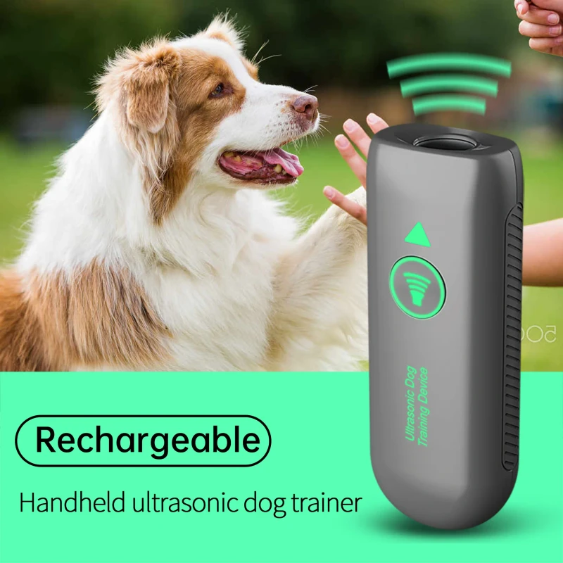 Rechargeable Portable Ultrasonic Waterproof Anti Barking Dog Trainer Handheld Dog Repeller Pet Training Supplies for Dogs