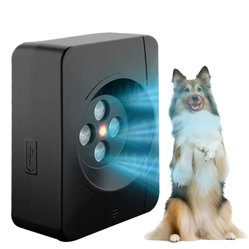 Rechargeable Ultrasonic Dog Trainer Indoor Outdoor Anti-Barking Repeller Remote Control Plastic Bark Control Device