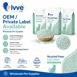 Recycled Paper Cat Litter for Cats Dust Free Lightweight Absorbent Odor Control Eco Pet Litter OEM Private Label
