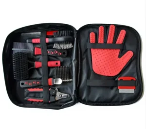 Red 9-in-1 Professional Grooming Kit Complete Supplies for Dogs & Cats Slicker Pet Nail Clipper & Long-Haired Pet Brush Set