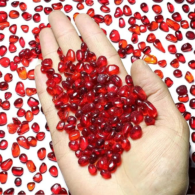 Red Sea Glass Stones Rainbow Glass Pebble Chips for Aquarium Pool Decoration Vase Fillers Jewelry Making Crafts Cobbles Pebbles