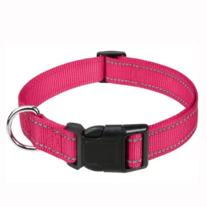 Reflective Adjustable Dog Collars for Puppy Small Medium Large Dogs Thin Nylon Webbing and Quick Release Plastic Buckle
