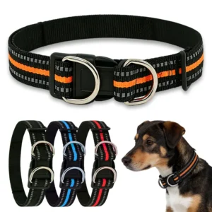 Reflective Nylon Dog Collar Adjustable Durable Pet Collar with Quick Release Buckle for Small Medium Large Dogs