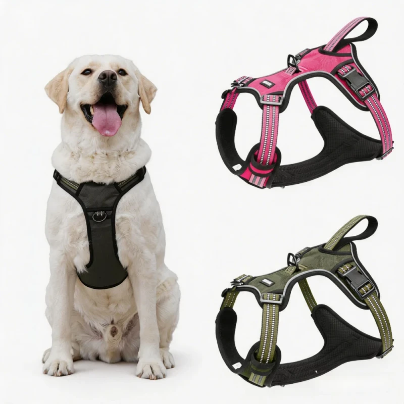 Reflective Padded Mesh Dog Harness Adjustable Vest M L Dogs Outdoor Walk Pet Gear Supplies