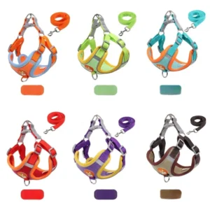 Reflective Pet Chest Strap Vest Harness for Cats & Dogs No Pull with Leash Breathable Adjustable Design
