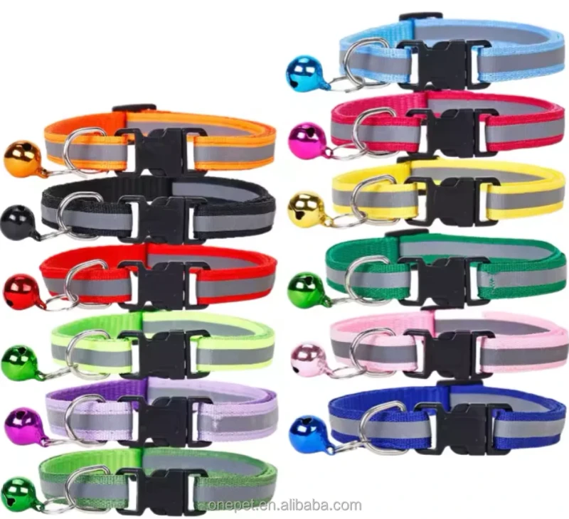 Reflective Pet Dog Collars Supplier Cat Dog Necklace Adjustable Collar Bell Collar