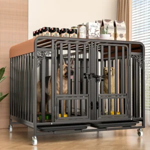 Reinforced Indoor Metal Pet Cage Full Square Tube Structure with Skylight Multiple Doors Dog Crate with Toilet All Dog Breeds