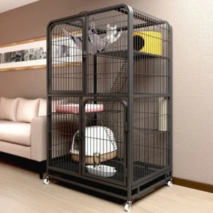 Reinforced Large Multi layer Metal Pet Cage Villa with Hammock Wheels 3 4 Tier Indoor Cat Fence Pigeon Breeding Cage