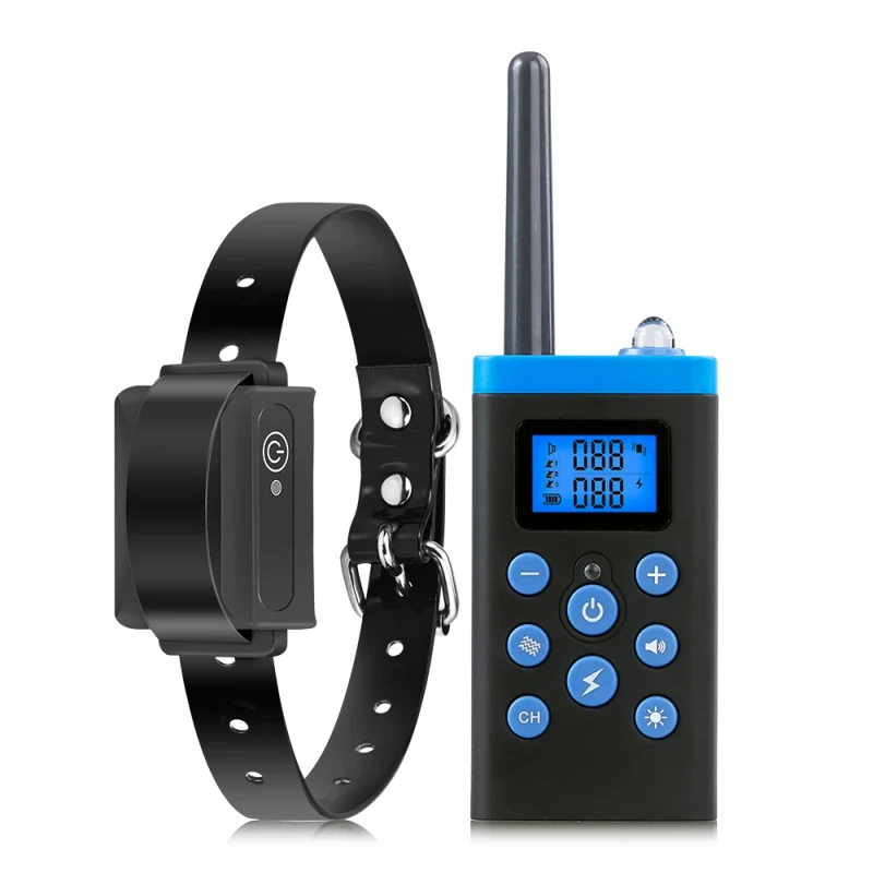 Remote Control Automatic Anti Bark Device with Safe Shock and Vibration Modes for All Breeds Dog Training Collar Nylon Solid