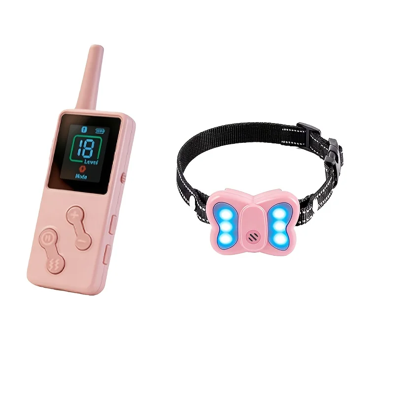 Remote Controlled Collar with Colorful Lights and Bark Control Includes Remote Ultrasonic Bark Deterrent Small Cats and Dogs