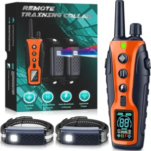 Remote Dog Training Device Beep Vibration Shock Modes Bark Control Collar with Two Collars to Training Two Dogs