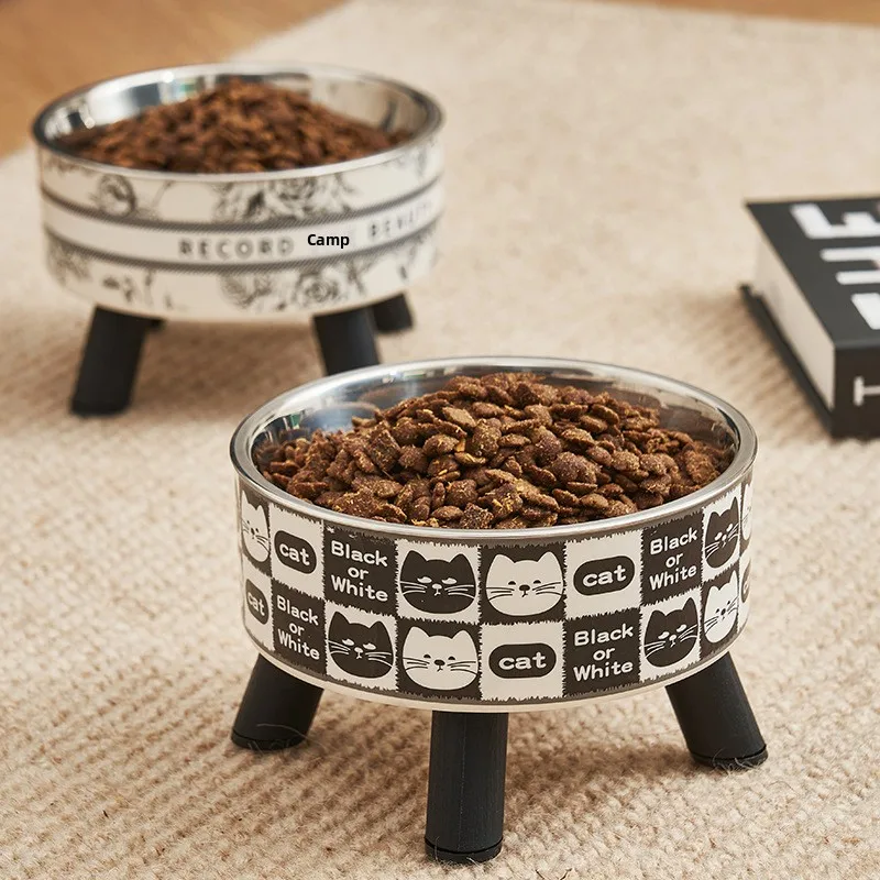 Removable Stainless Steel Non-slip Pet Food Feeding Bowls Elevated Anti-tipping Puppy Feeder Bowls Food Water Bowl Pet Feeder