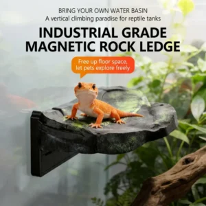 Reptile Basking Platform with Strong Magnetic Adsorption Plastic Rock Style Climbing Ledge for Amphibian Lizard Turtle Enclosure
