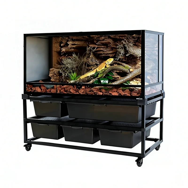 Reptile Breeding Box for Geckos Lizards and Snakes Stackable Shelf Rectangular Design