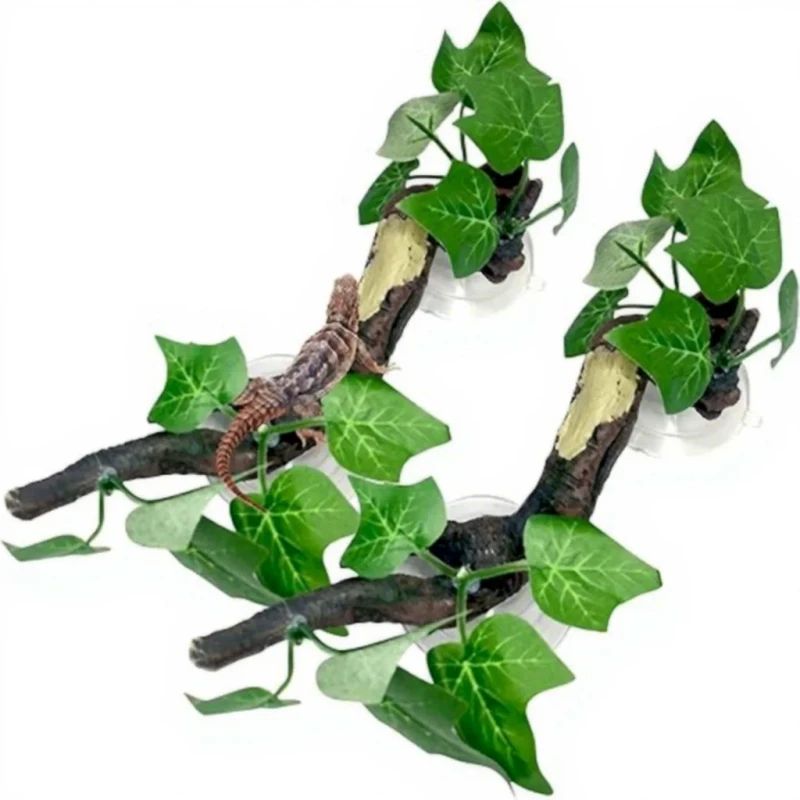 Reptile Climbing Branch Suction Cup Aquarium Terrarium Decoration for Lizards Snakes Reusable Boredom Relief