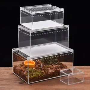 Reptile Feeding Box Transparent Amphibian Insect Reptile Breeding Box Ventilated Hatching Container