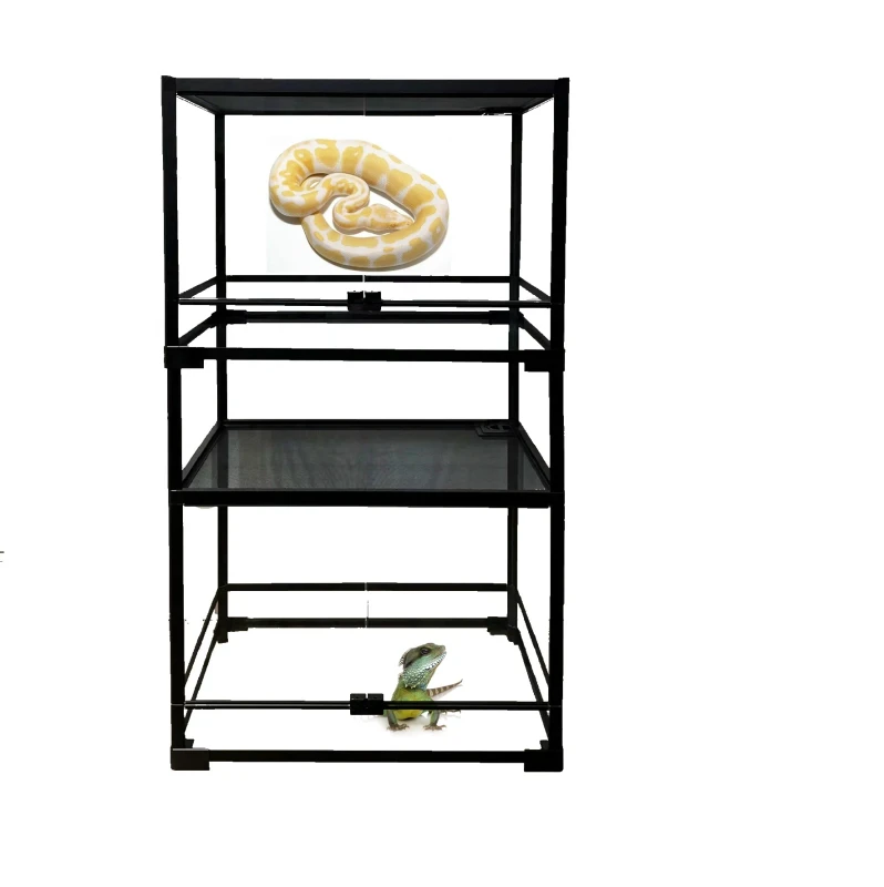 Reptile Glass Terrarium for Reptile Pets Gecko Lizard Snake Top Screen Ventilation Escape Proof Lid