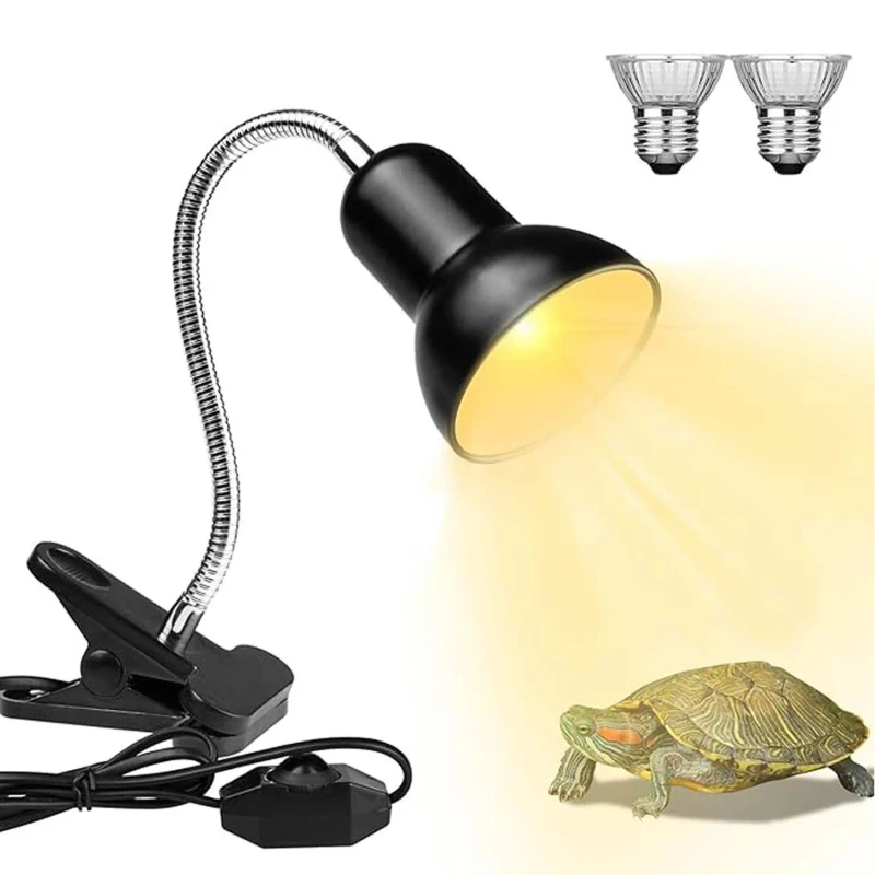 Reptile Heat Lamps UVA UVB Turtle Aquarium Tank Heating Light with Clamp 360 Rotatable Basking Lamp for Reptiles Lizard Snake