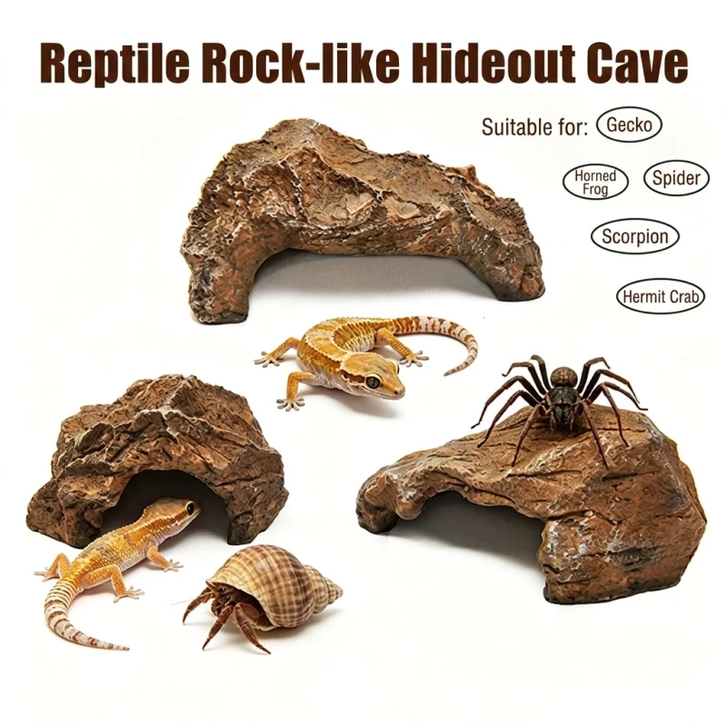 Reptile Hide for Leopard Gecko Bearded Dragon Python TortoiseTerrarium Habitat Décor for Snake Lizard Amphibian Enclosure