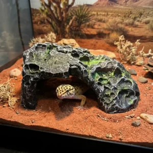 Reptile Hideouts Resin Cave Habitat for Leopard Geckos Lizard Turtle Snakes Basking Platform Amphibian Aquarium Terrarium Decor