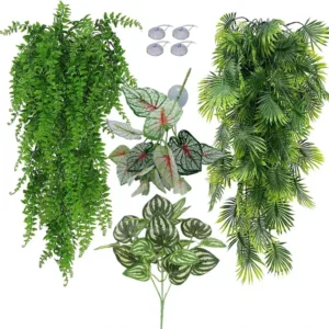 Reptile Plants Bearded Dragon Accessories Terrarium Artificial Plastic Lightweight Decor for Snake Cage Leopard Gecko