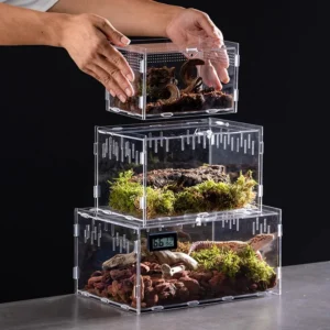 Reptile Terrarium Breeding Tank Acrylic Lizard Feeding Box High Transparency Easy Assemble Ventilation UV Temperature Resistant