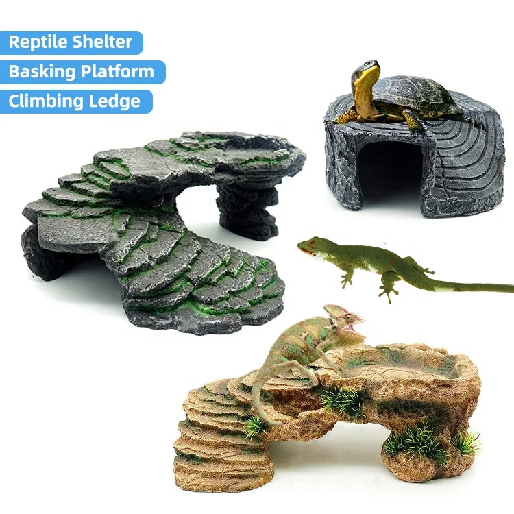 Reptile Terrarium Hideout Hide Cave Corner Pet Accessories for Lizard Hermit Crab Spider Frog Amphibians