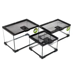 Reptile Terrarium Rainforest Tank for Hermit Crab Gecko Lizard Turtle Escape Proof Ultra Clear Glass Breeding Container