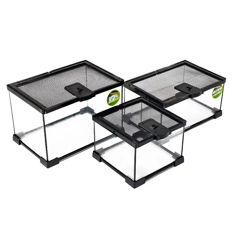 Reptile Terrarium Rainforest Tank for Hermit Crab Gecko Lizard Turtle Escape Proof Ultra Clear Glass Breeding Container