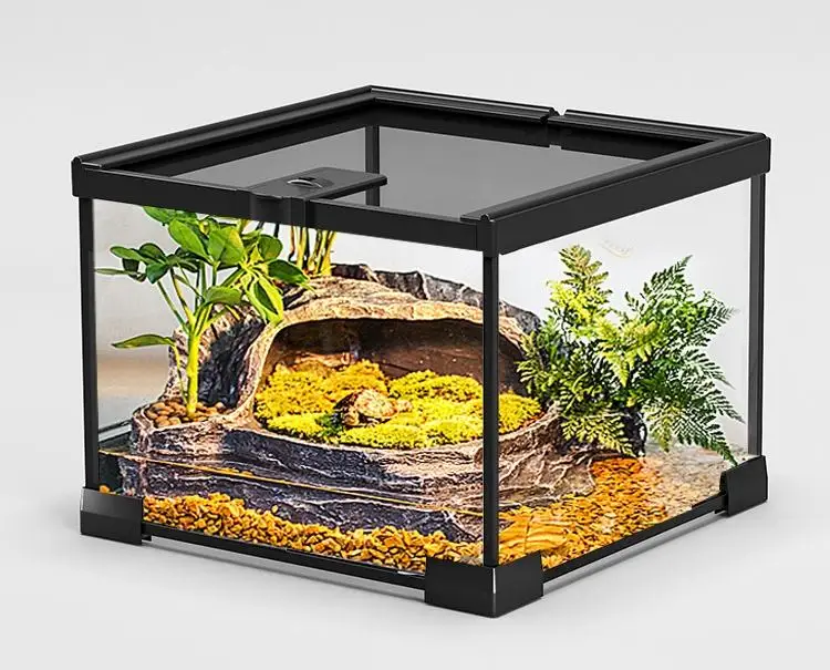 Reptile Terrarium Tank Glass Breeding Box with Ultra Clear Glass Suitable for Hermit Crab Gecko Lizard Snake Turtle