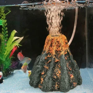 Resin Aquarium Ornament Hand Painted Volcano & Coral Reef Rocks for Fish Tank Scaping