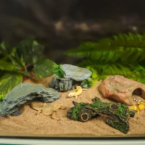 Resin Lizard Terrarium Enclosure Decor for Spider Reptile Snake Turtle Cave Hideout Cave Aquarium Tank Decoration
