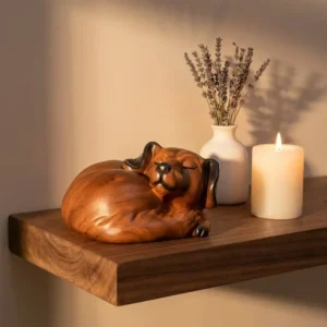 Resin Luxury Modern Cat Dog Urn Ornaments Imitating Wood Texture Poultry Animal Model Pet Memorial Funeral Supplies